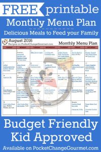 Delicious meals to feed your family in the Printable August Monthly Menu Plan! Budget friendly meal plan - Kid approved! Print out your FREE copy today!