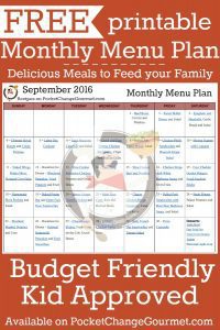 Delicious meals to feed your family in the Printable September Monthly Menu Plan! Budget friendly meal plan - Kid approved! Print out your FREE copy today!