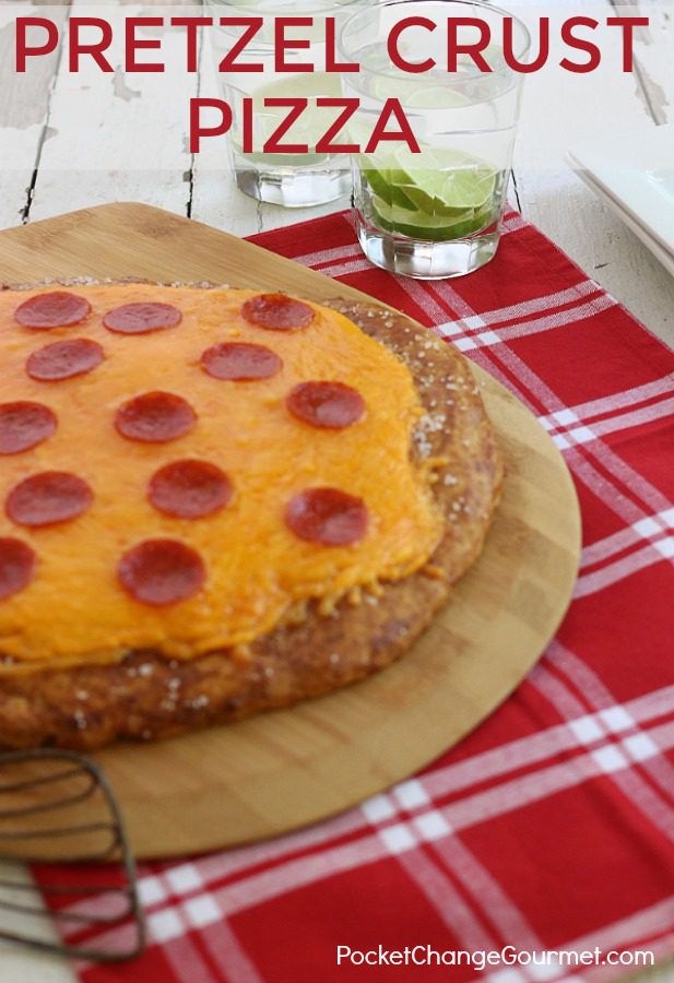 A new kind of after school snack! Delight your kids with this pretzel crust pizza!