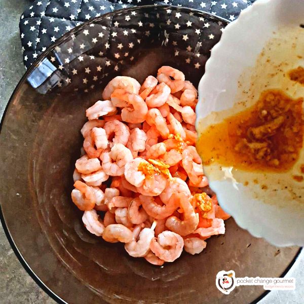 shrimp and seasonings in a bowl