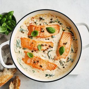 tuscan salmon in a large bowl